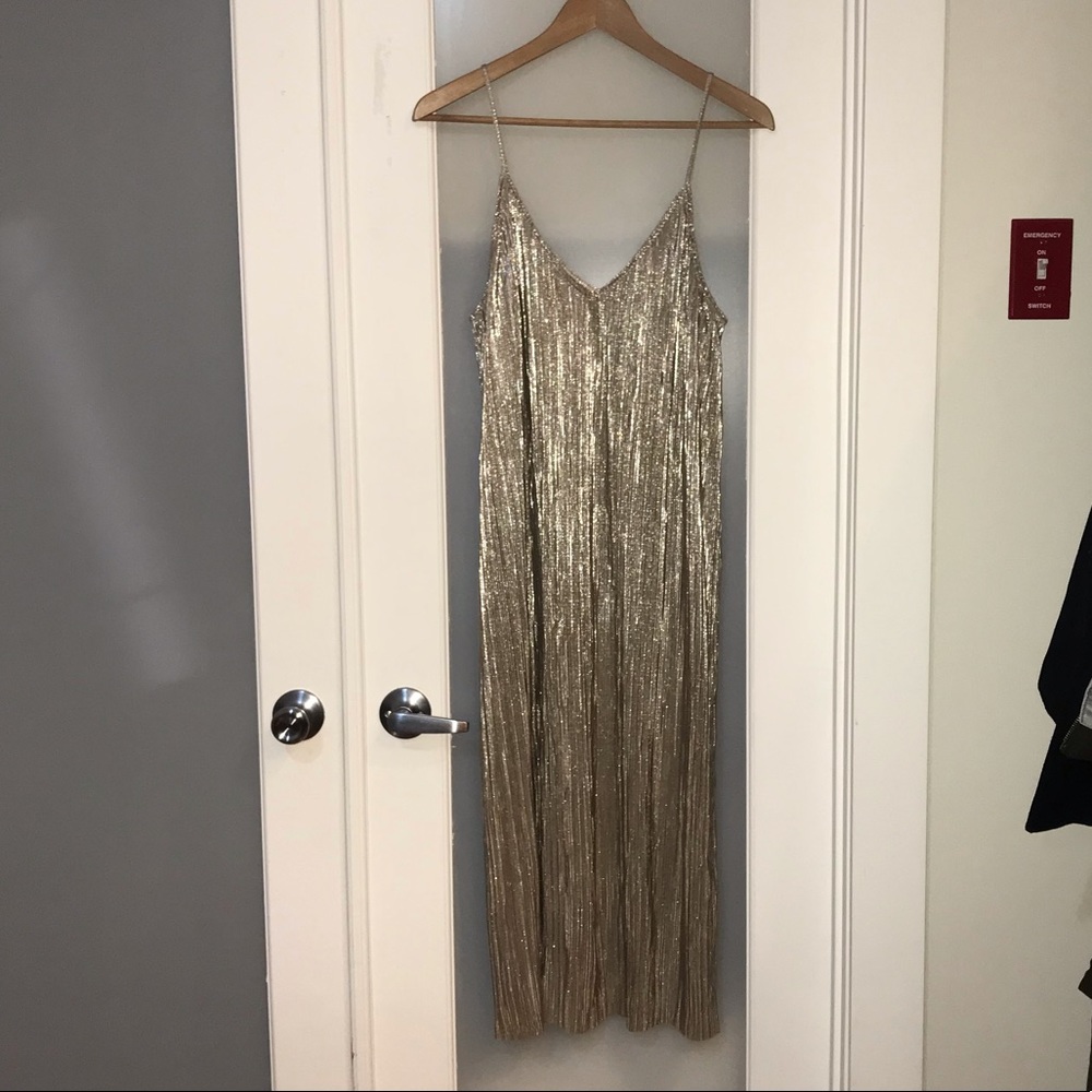 & Other Stories Gold Tencel Slip Dress